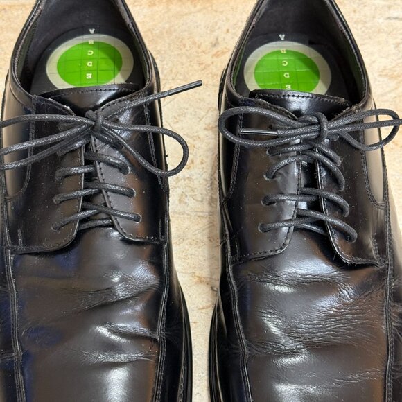Mens Leather Oxford Dress Shoes 11.5M Black Square Toe Lace-Up Rubber Sole - Picture 8 of 12